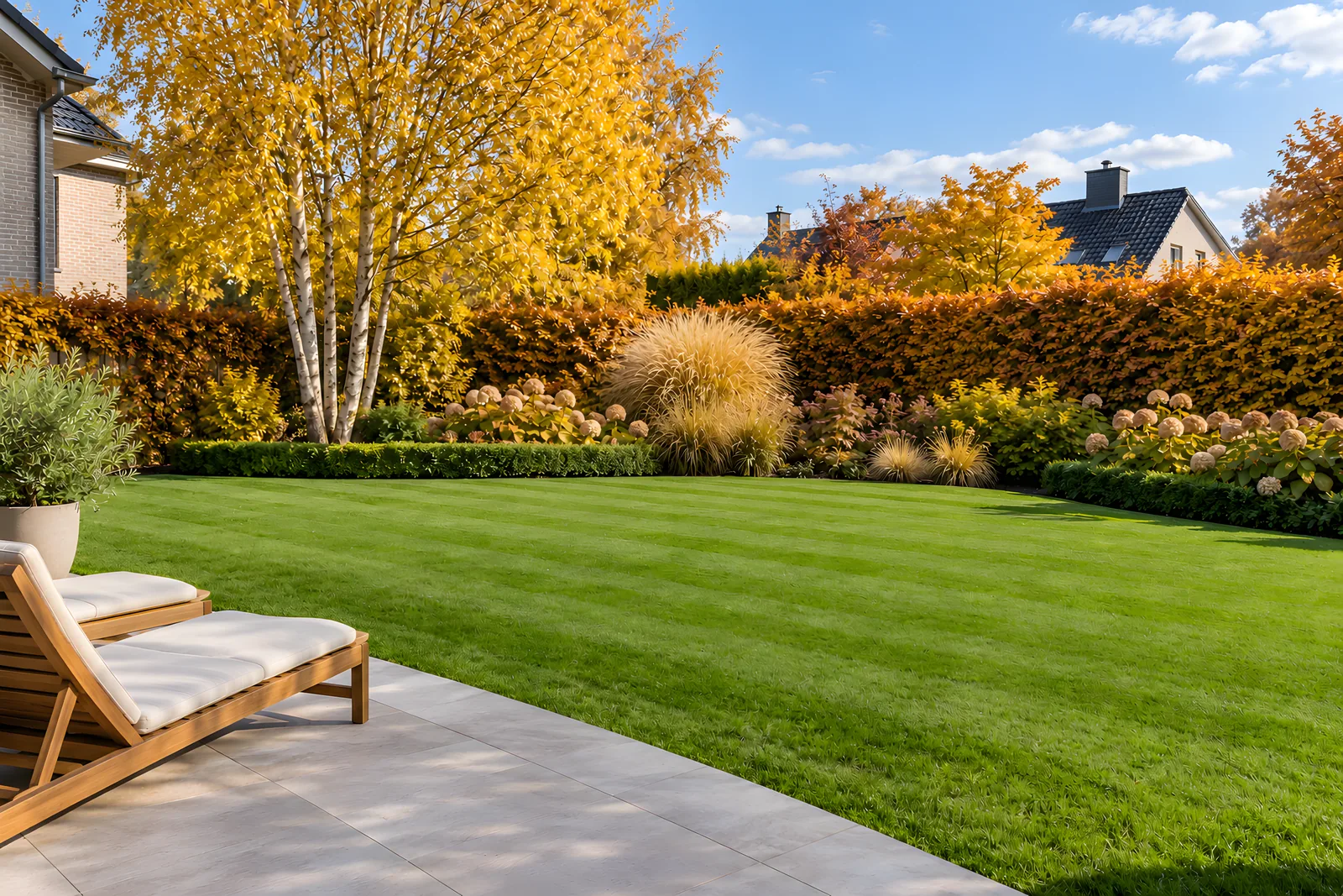 Derselbe Garten im Herbst