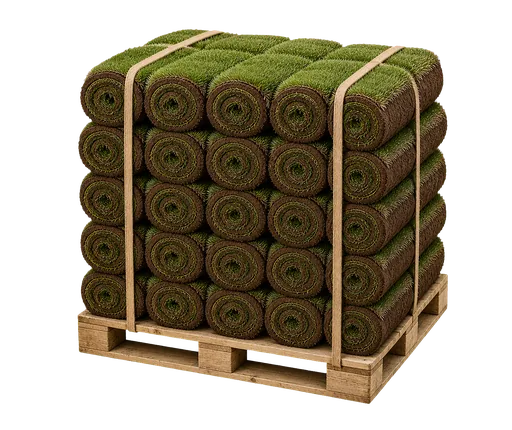 Rollrasenrollen auf einer Palette